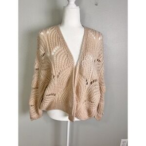 Silverflint Womens Open Front Cardigan Sweater Cream Knit Dolman Small